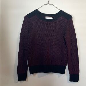 Banana Republic Black and Burgandy Patterned crew Neck Sweater Contrasting Trim